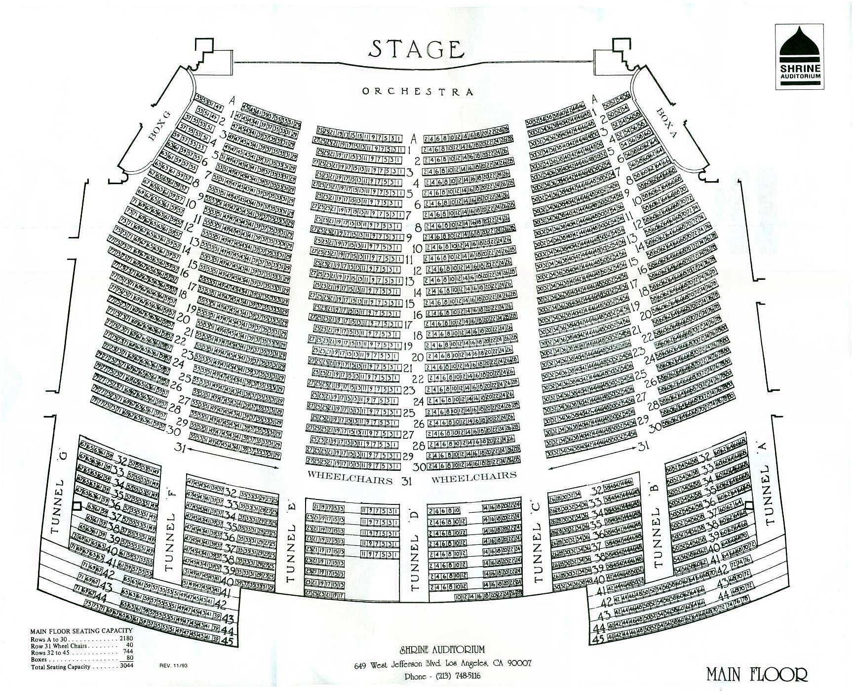 Seating at the Shrine Auditorium and Expo Hall, Los Angeles